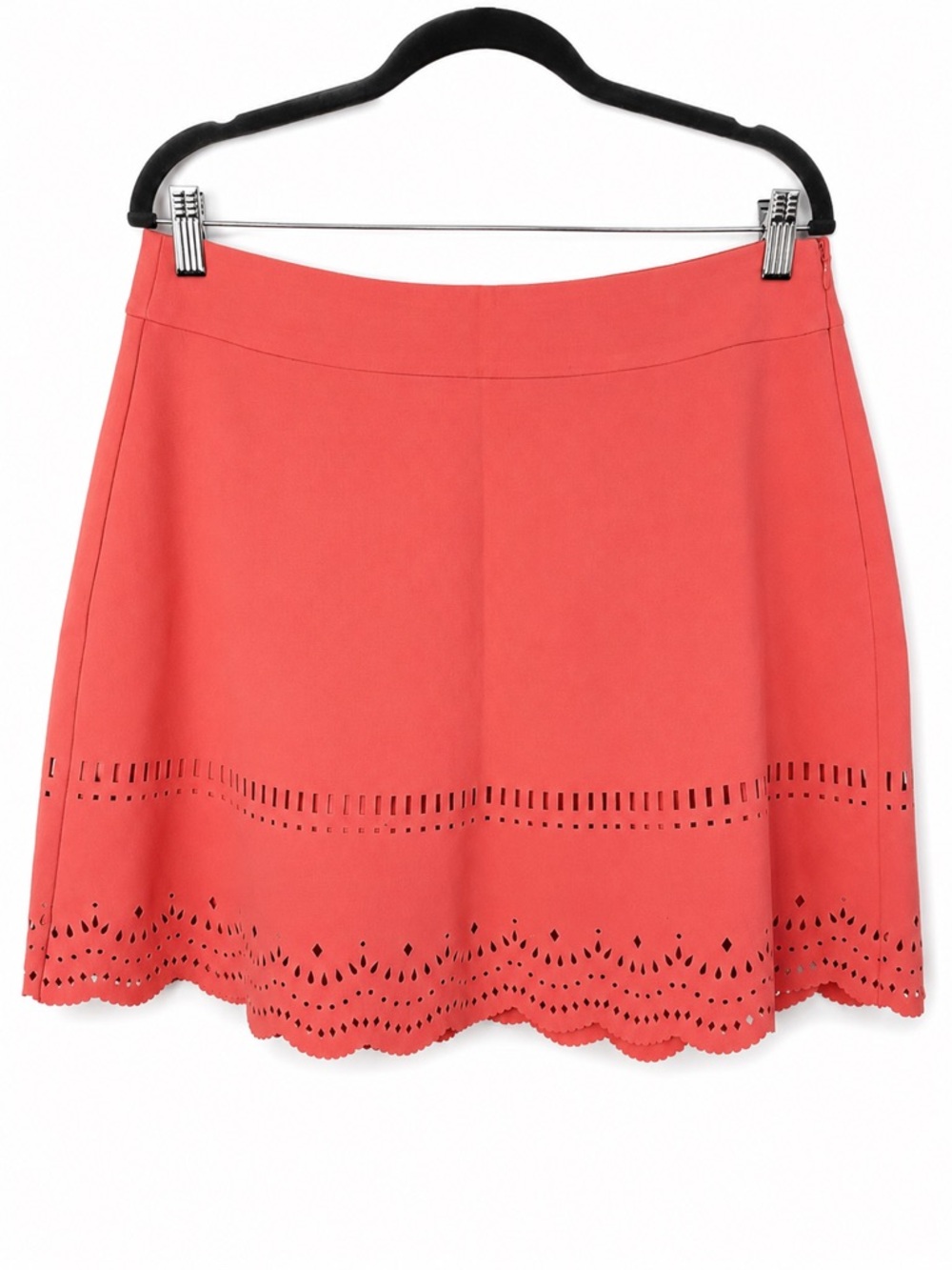 LOFT Coral Laser Cut Scallop Hem Skater Skirt Size 12 NWOT
